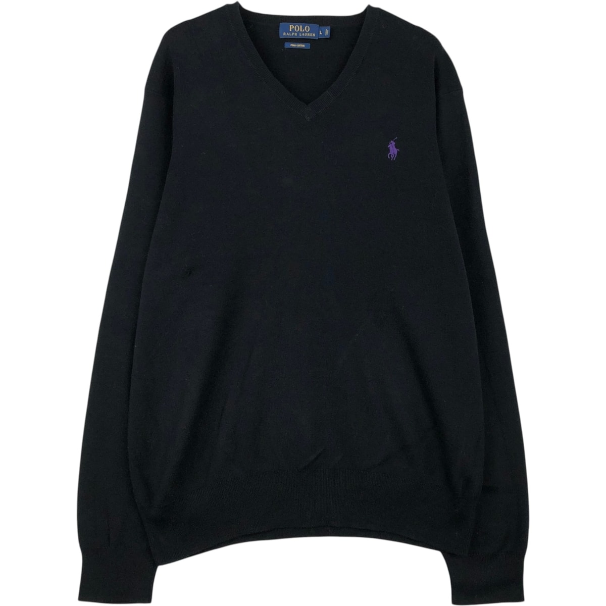 古着 ラルフローレン Ralph Lauren POLO RALPH LAUREN Vネック ピマコットンニットセーター メンズL相当/eaa617575