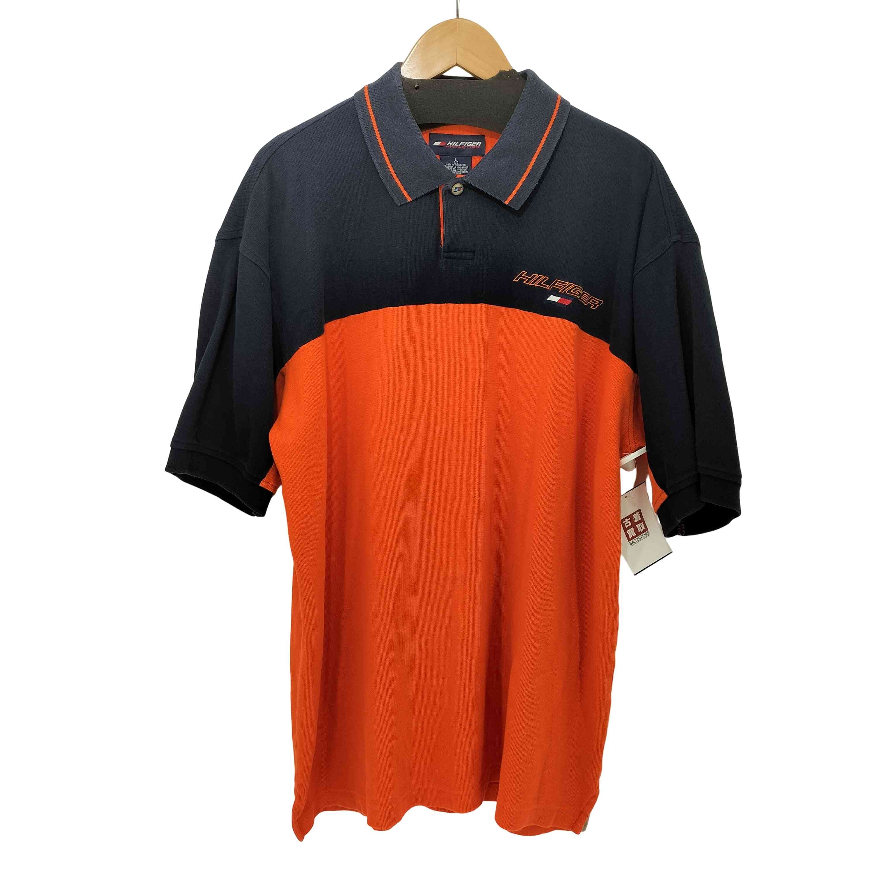90s HILFIGER ATHLETIC ロゴ刺繍 バイカラー ニット ポロ【1142817446875】