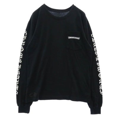 CHROME HEARTS クロムハーツ(原本無) Scroll Long Sleeve T-Shirt バックスクロールラベルプリント 袖ロゴ 長袖 Tシャツ ブラック系 M【中古】