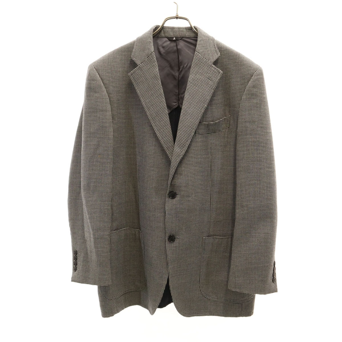 LANVIN LA COLLECTION ランバンコレクション 日本製 ハウンドトゥース柄 テーラードジャケット 50 ブラック 千鳥格子