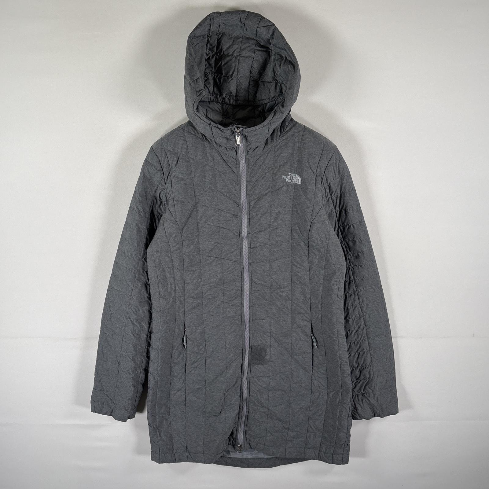 古着 ザ・ノースフェイス THE NORTH FACE 中綿キルティングジャケット プリマロフト ロングパーカー フルジップ S  グレー レディース