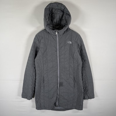 古着 ザ・ノースフェイス THE NORTH FACE 中綿キルティングジャケット プリマロフト ロングパーカー フルジップ S グレー レディース