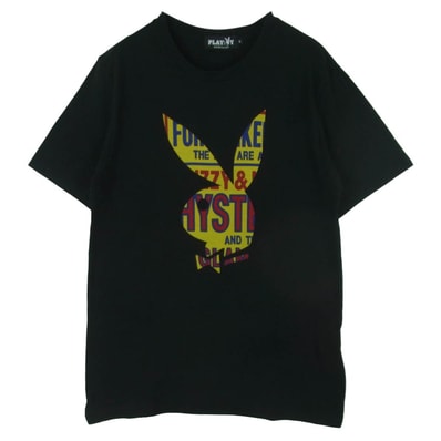 HYSTERIC GLAMOUR ヒステリックグラマー PLAYBOY プレイボーイ 18SS 12181CT05 HYS RABBIT HEAD ラビット プリント クルーネック 半袖 Tシャツ ブラック系 S【中古】