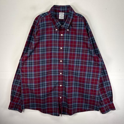 古着 ブルックスブラザーズ Brooks Brothers 長袖シャツ ボタンダウン 胸ポケット XL レッド系 チェック メンズ