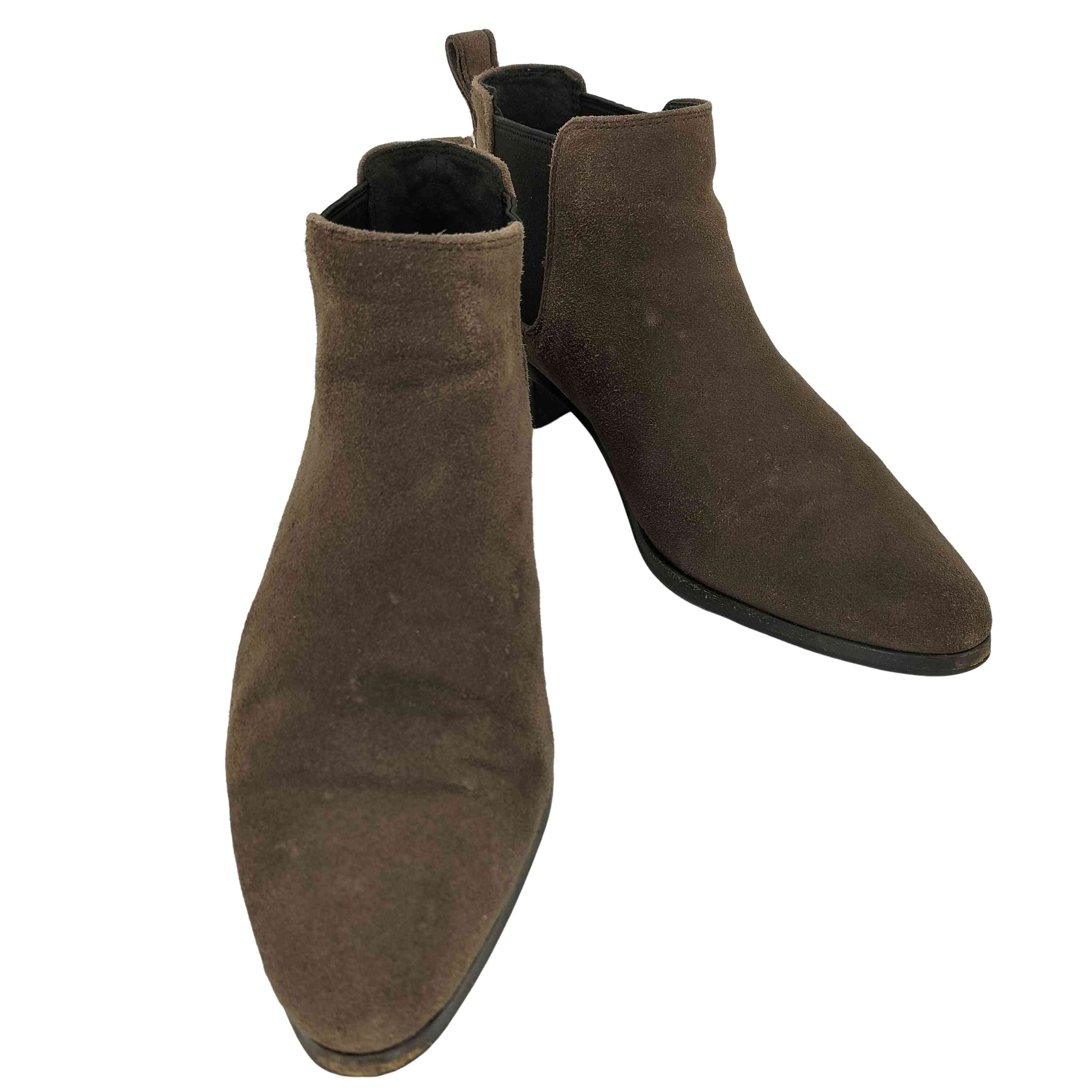 SUFFOLK ポインテッドトゥ スエード サイドゴア ブーツ【1139000690085】