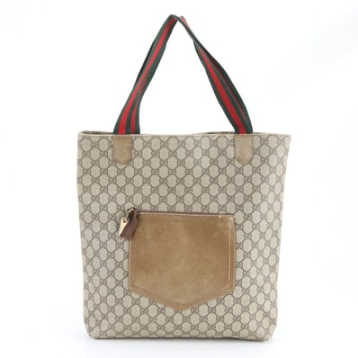 グッチ GGスプリームトート バッグ レザー×コーティングキャンバス