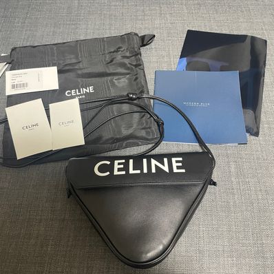 CELINE Triangle Bag in Smooth Calfskin with CELINE Print "Black"