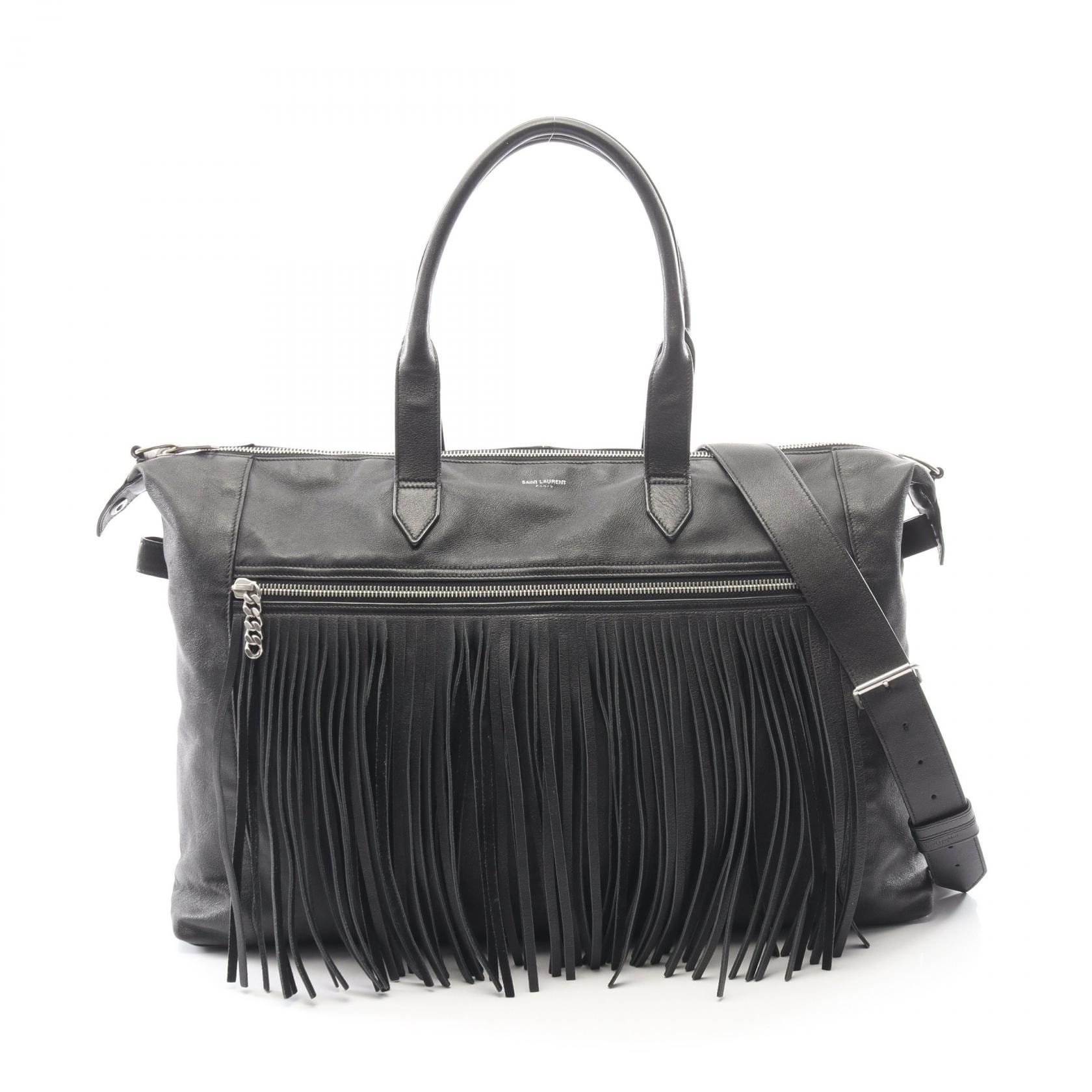 サンローランパリ SAINT LAURENT PARIS フリンジ 2WAY トートバッグ バッグ レザー レディース ブラック系 【中古】