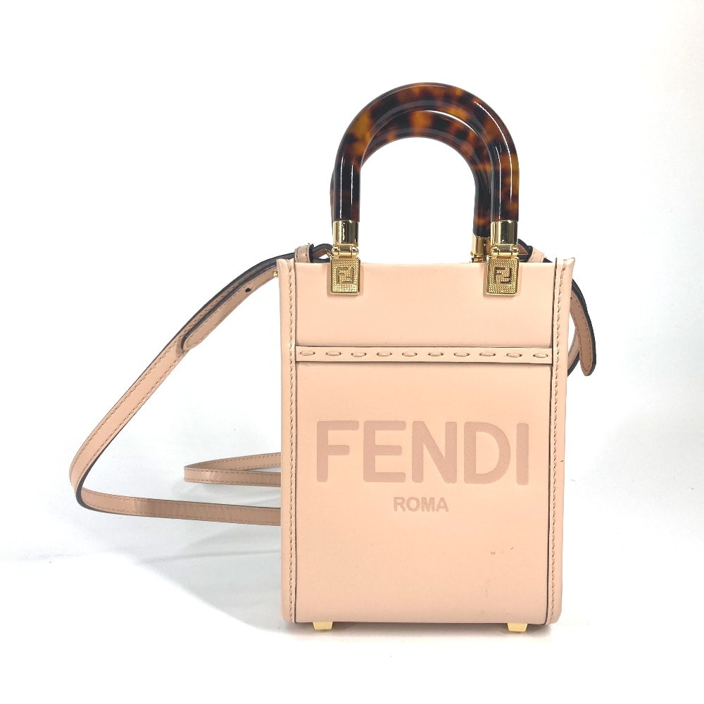 フェンディ FENDI サンシャインショッパースモール 8BS051 ショルダーバッグ 斜め掛け カバン 2WAYバッグ ハンドバッグ レザー ベージュ系 美品