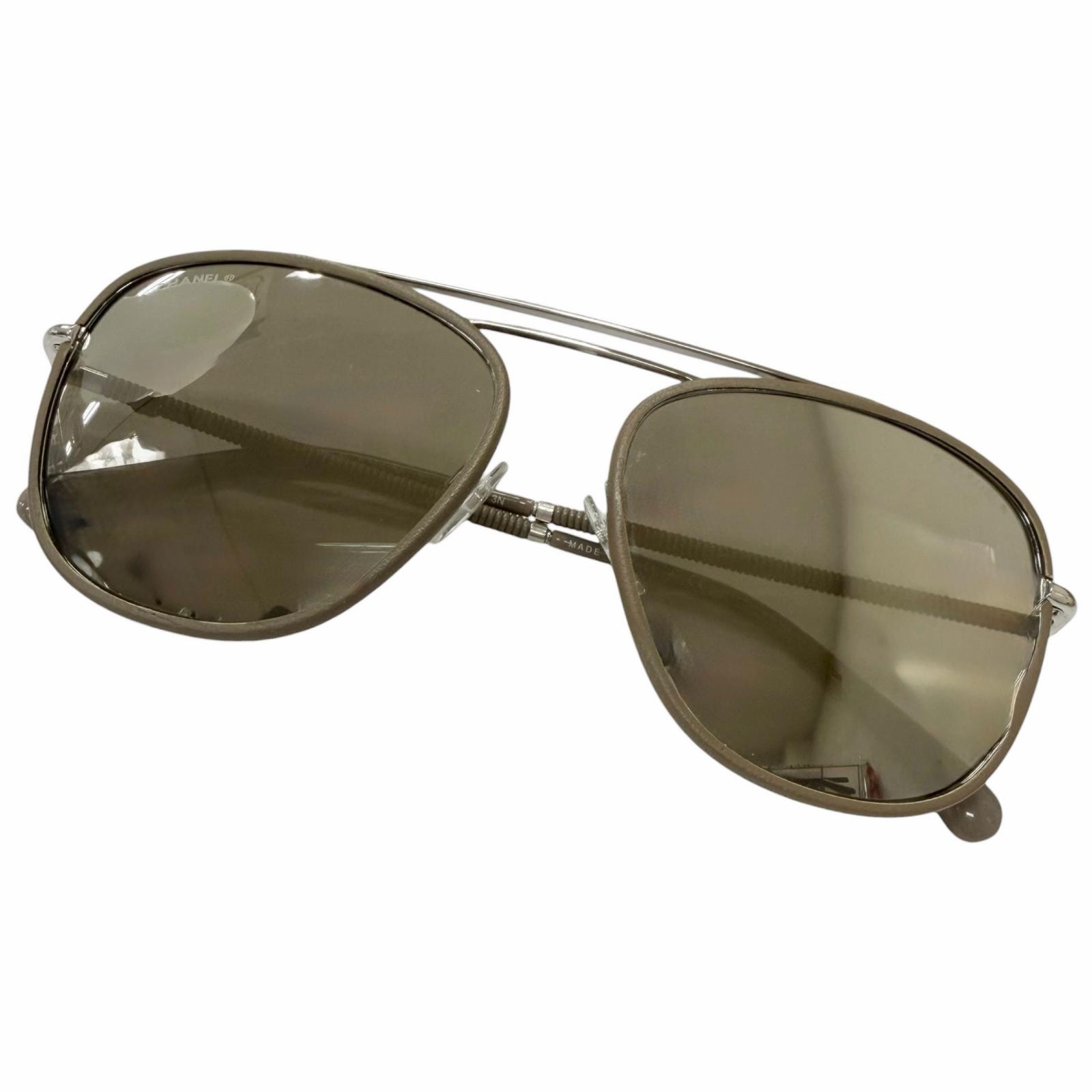 美品 シャネル サングラス グレージュ メンズ 55□16-140 4230-Q