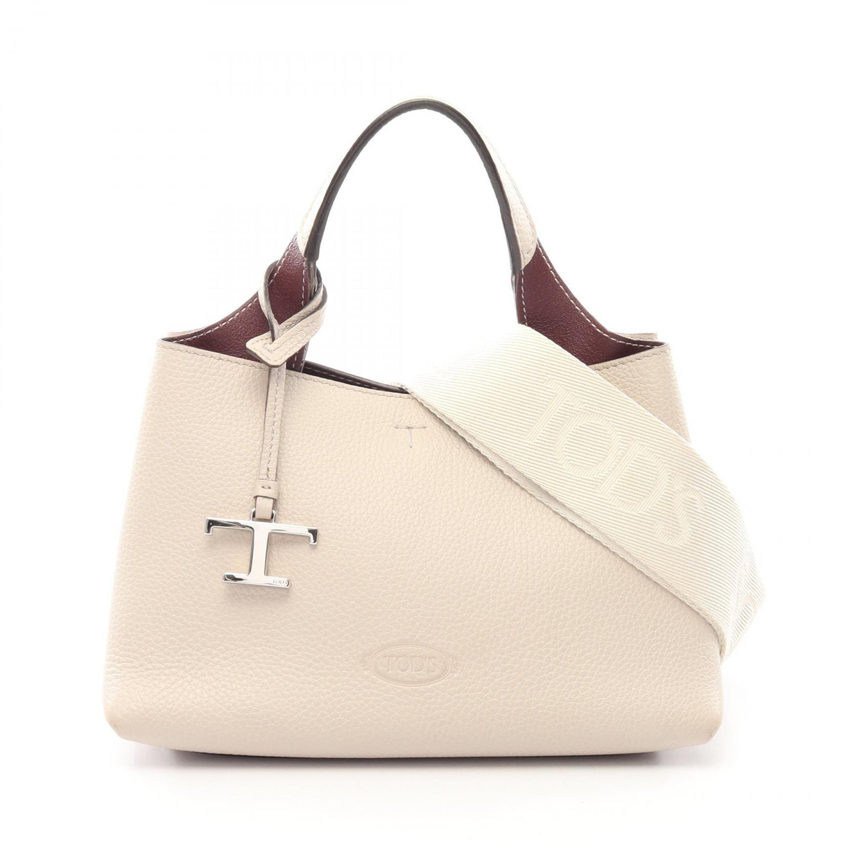 トッズ TOD'S Tタイムレス マイクロ 2WAY ハンドバッグ バッグ レザー レディース ベージュ系 【中古】