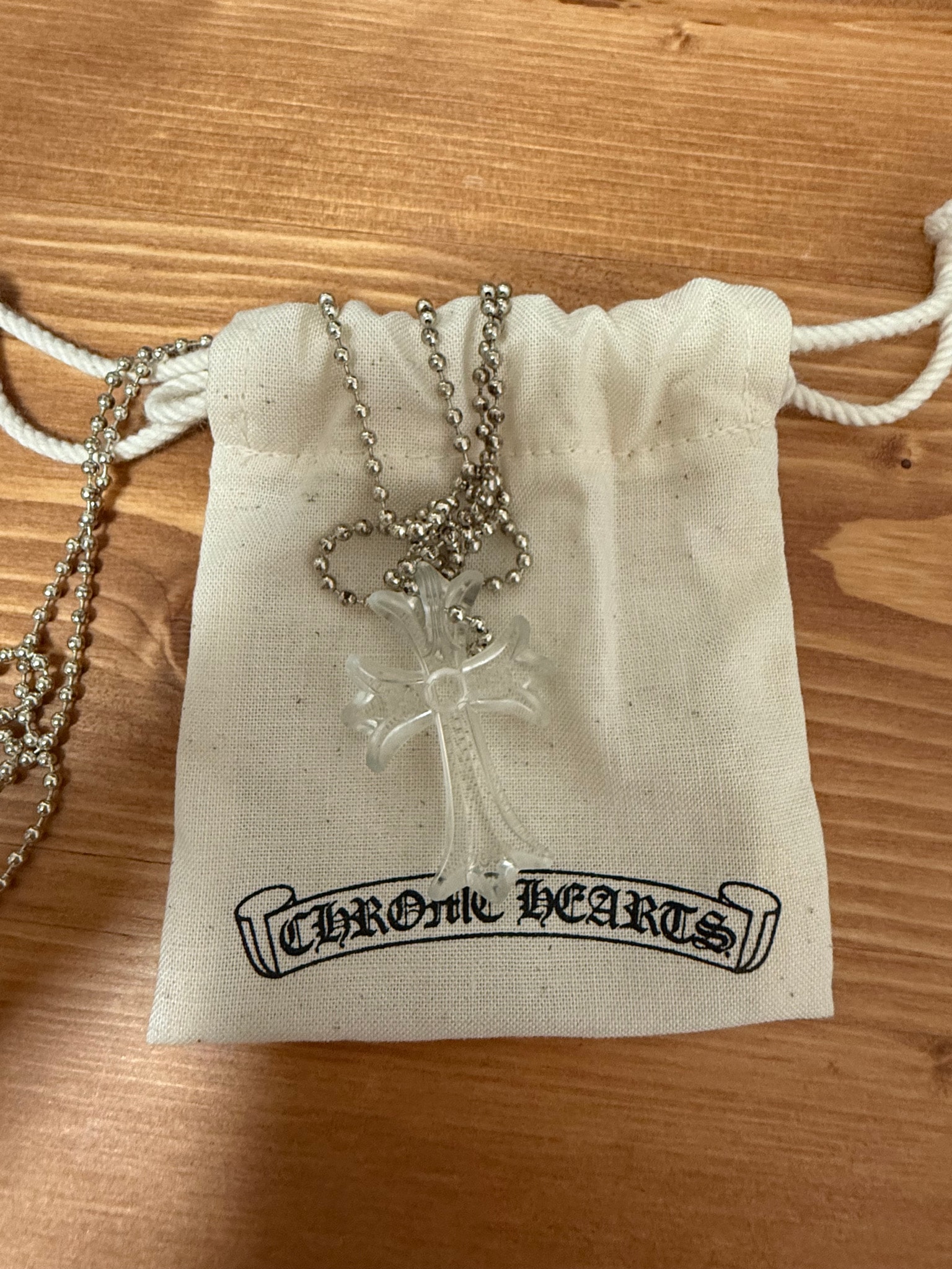 Chrome Hearts Rubber Small CH Cross Silicon Necklace "Clear"