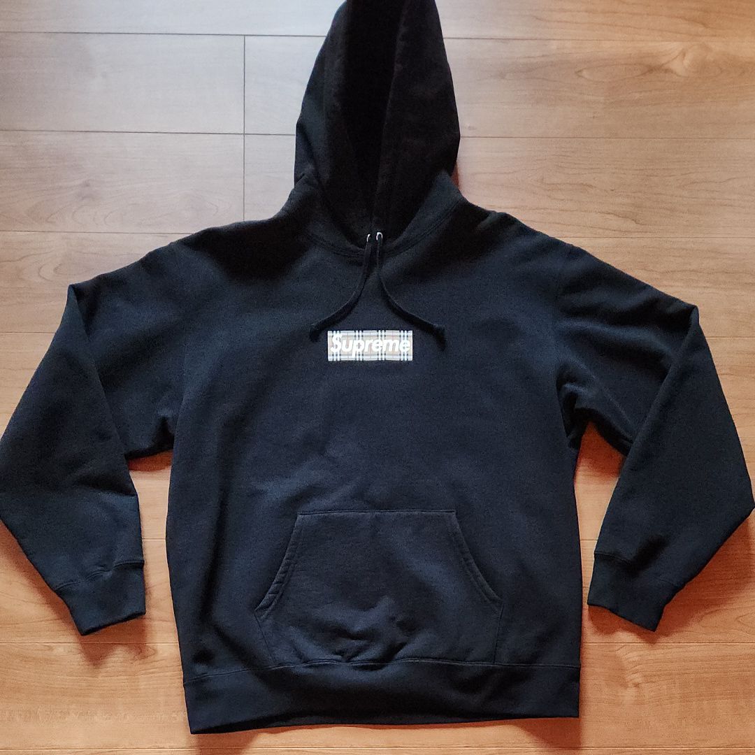 Supreme / Burberry Box Logo Hooded Sweatshirt "Black"