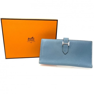 HERMES(エルメス)ベアン クラシック ヴィンテージ 長財布 ロングウォレット ブルー エプソン シルバー金具 N刻印 レディース【中古】