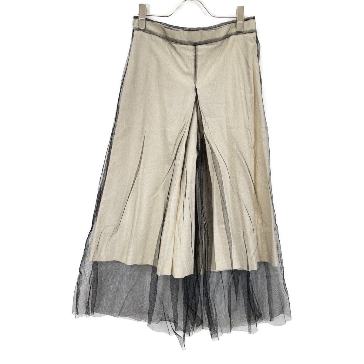 メゾンマルジェラ 白タグ 22年製 S31MA0350 アイボリー チュール レイヤード ワイドパンツ 36