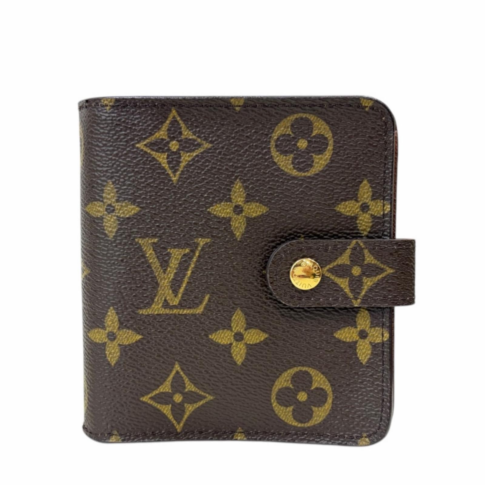 ルイヴィトン コンパクトジップ モノグラム 二つ折り財布 モノグラムキャンバス M61667 レディース LOUIS VUITTON  中古