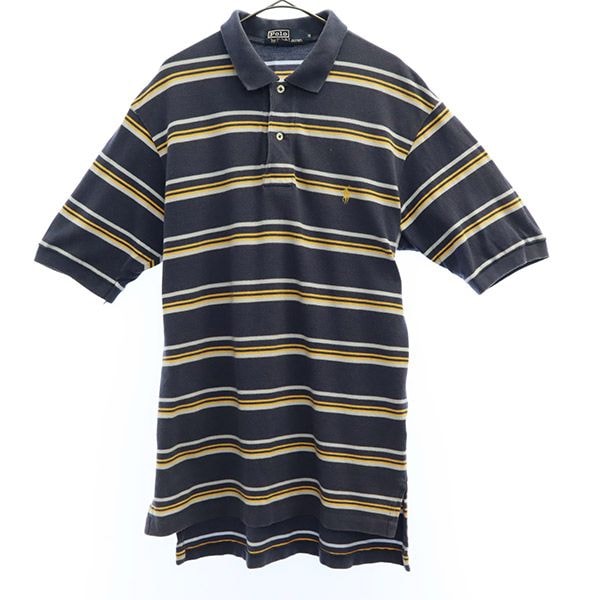 POLO RALPH LAUREN ポロラルフローレン ボーダー 半袖 ポロシャツ M ネイビー 鹿の子