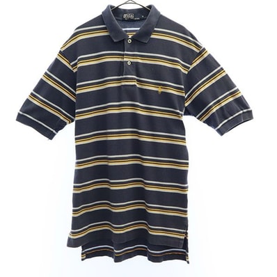 POLO RALPH LAUREN ポロラルフローレン ボーダー 半袖 ポロシャツ M ネイビー 鹿の子