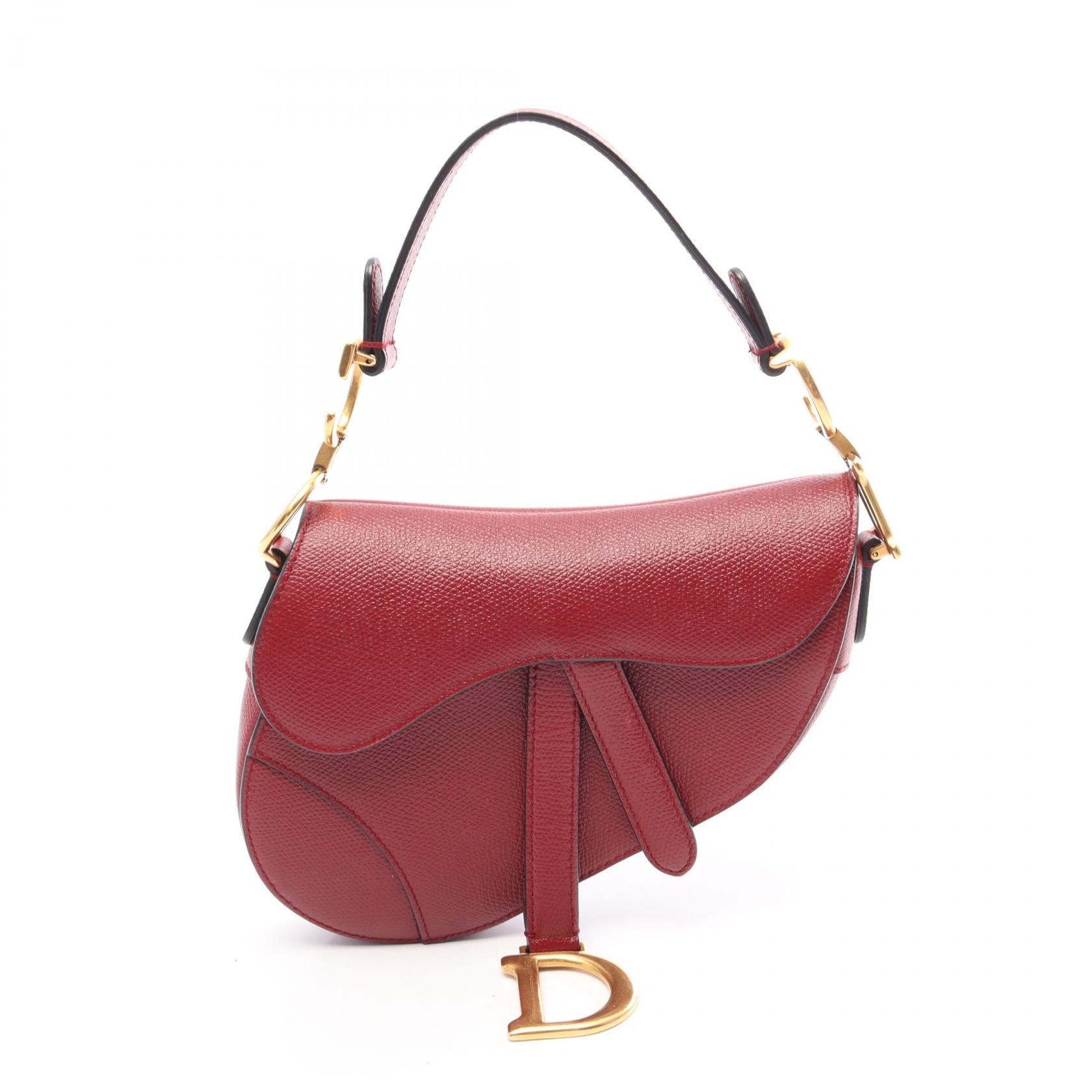 ディオール Dior サドルバッグ ミニ ハンドバッグ バッグ レザー レディース ボルドー系 【中古】