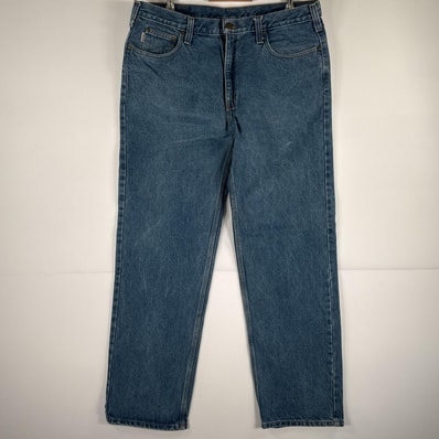 古着 カーハート Carhartt デニムパンツ ジーパン 5ポケット ワンポイント ロゴ ワークパンツ テーパード 大きいサイズ w40 L34 ブルー メンズ