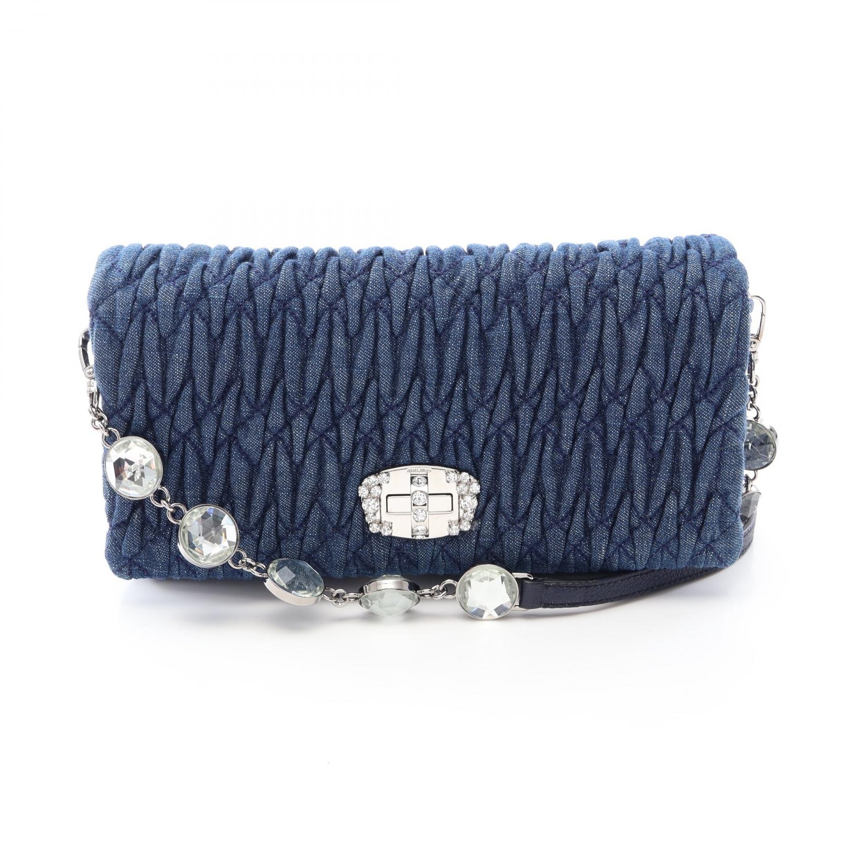 C (やや傷や汚れあり)】ミュウ ミュウ Miu Miu DENIM CRYSTAL