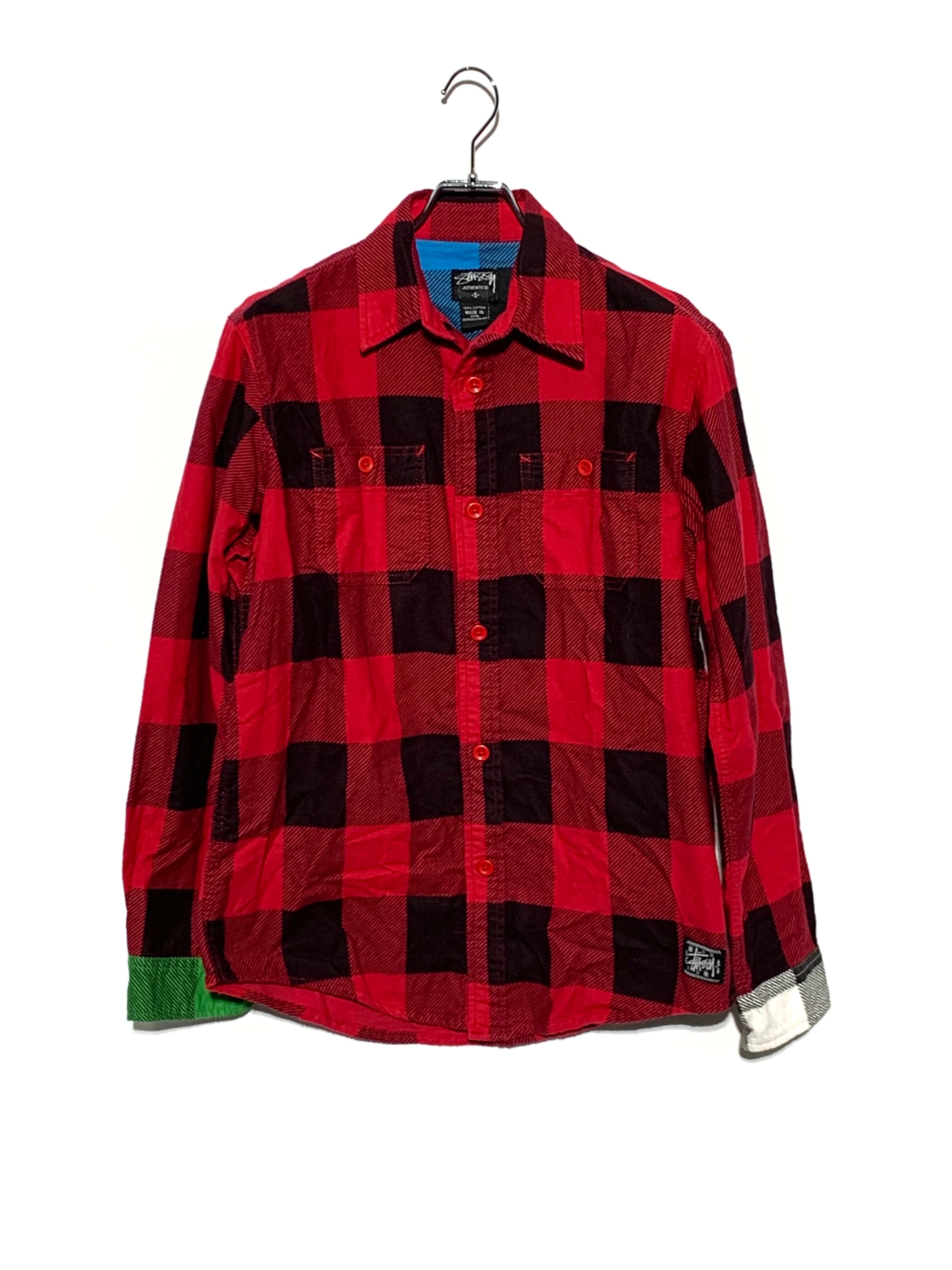 STUSSY check flannel shirt Red×Black