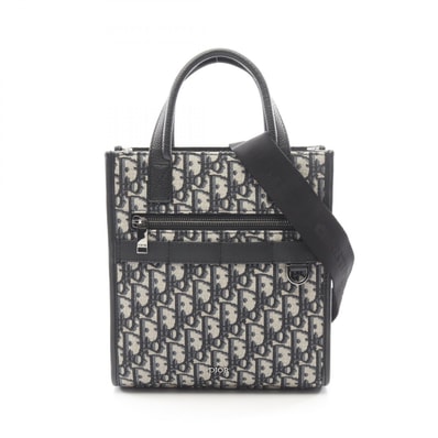 ディオール Dior Safari サファリ ノースサウス オブリーク ハンドバッグ バッグ キャンバス レザー メンズ ベージュ系 / ブラック系 1ESPO311YKY 【中古】