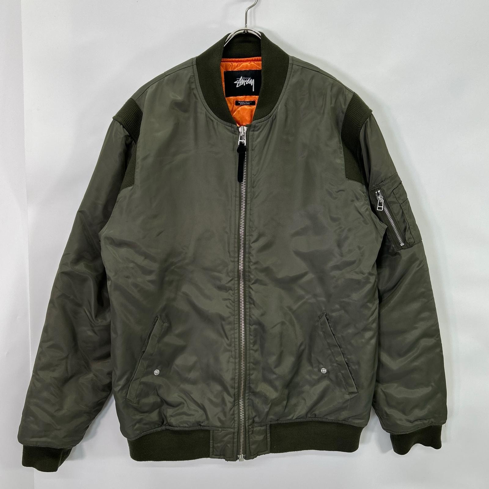 ステューシー カーキ MA-1 フライトジャケット L