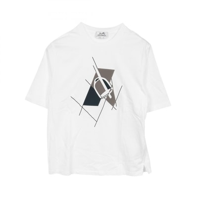 エルメス HERMES Etrier en Fragments カットソー 衣料品 トップス コットン ホワイト メンズ ホワイト系 【中古】