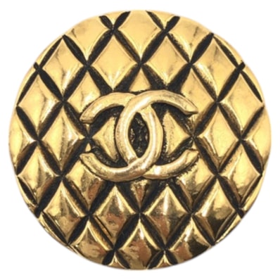 CHANEL シャネル ヴィンテージ マトラッセ ココマーク ゴールド メタル ブローチ 603085 【中古】