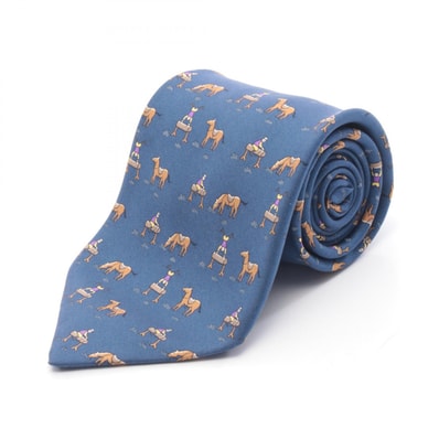 エルメス HERMES ネクタイ 衣料品 シルク シルク メンズ ネイビー系 / ブラウン系 7861UA 【中古】