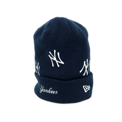 【中古】ニューエラ NEW ERA アクリル New York Yankees ロゴ ニットキャップ 帽子 ネイビー【メンズ】