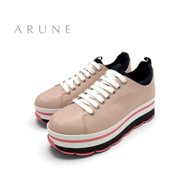 プラダ PRADA スニーカー 靴 シューズ レザー ピンク ホワイト ブラック 未使用 プラダスポーツ 厚底