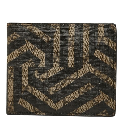 グッチ GGカレイド 二つ折り財布 406557 ベージュ ブラック PVC レディース GUCCI 中古