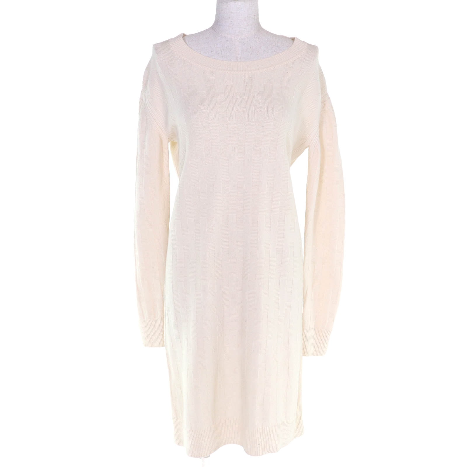 極美品 エルメス H柄編み クルーネック 長袖 ニット ワンピース 36