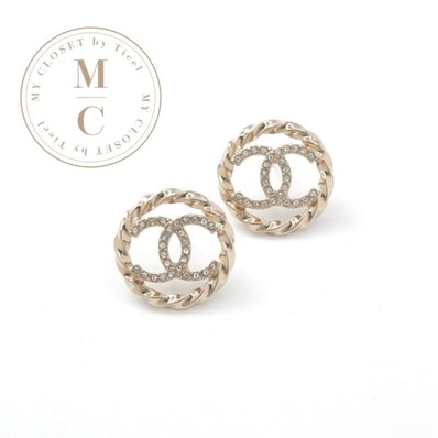 シャネル CHANEL ピアス ゴールド ココマーク ラインストーン サークル