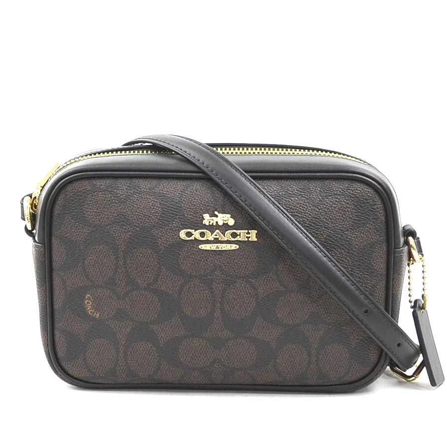 コーチ COACH ショルダーバッグ シグネチャー レザー ブラック/ブラウン レディース【中古】 r11191k