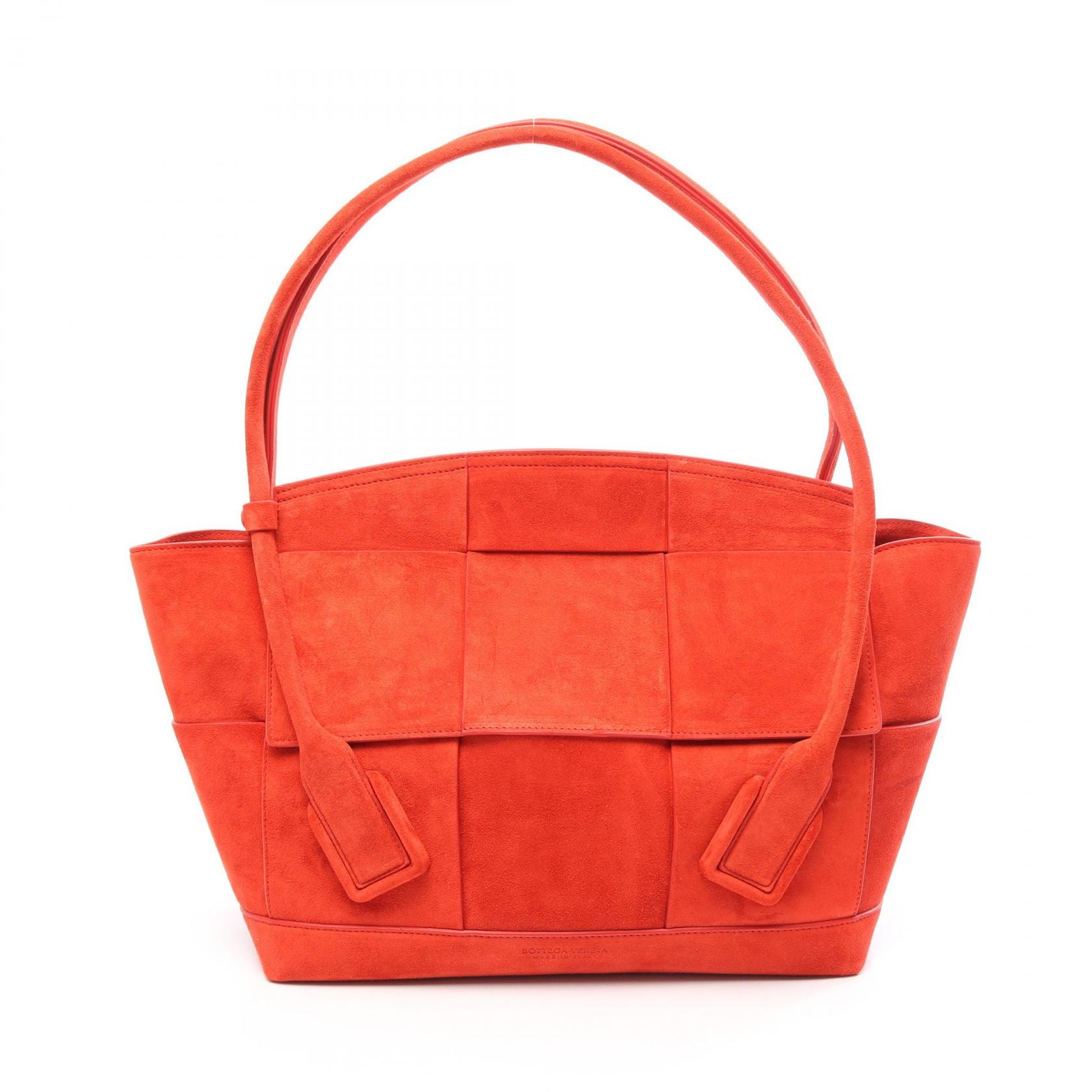 ボッテガヴェネタ BOTTEGA VENETA アルコ マキシイントレチャート トートバッグ バッグ スウェード レディース レッド系 598244 【中古】