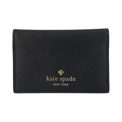 美品 Kate Spade ケイトスペード ブラック 黒 ゴールド金具 レザー カードケース 名刺入れ 601608 【中古】