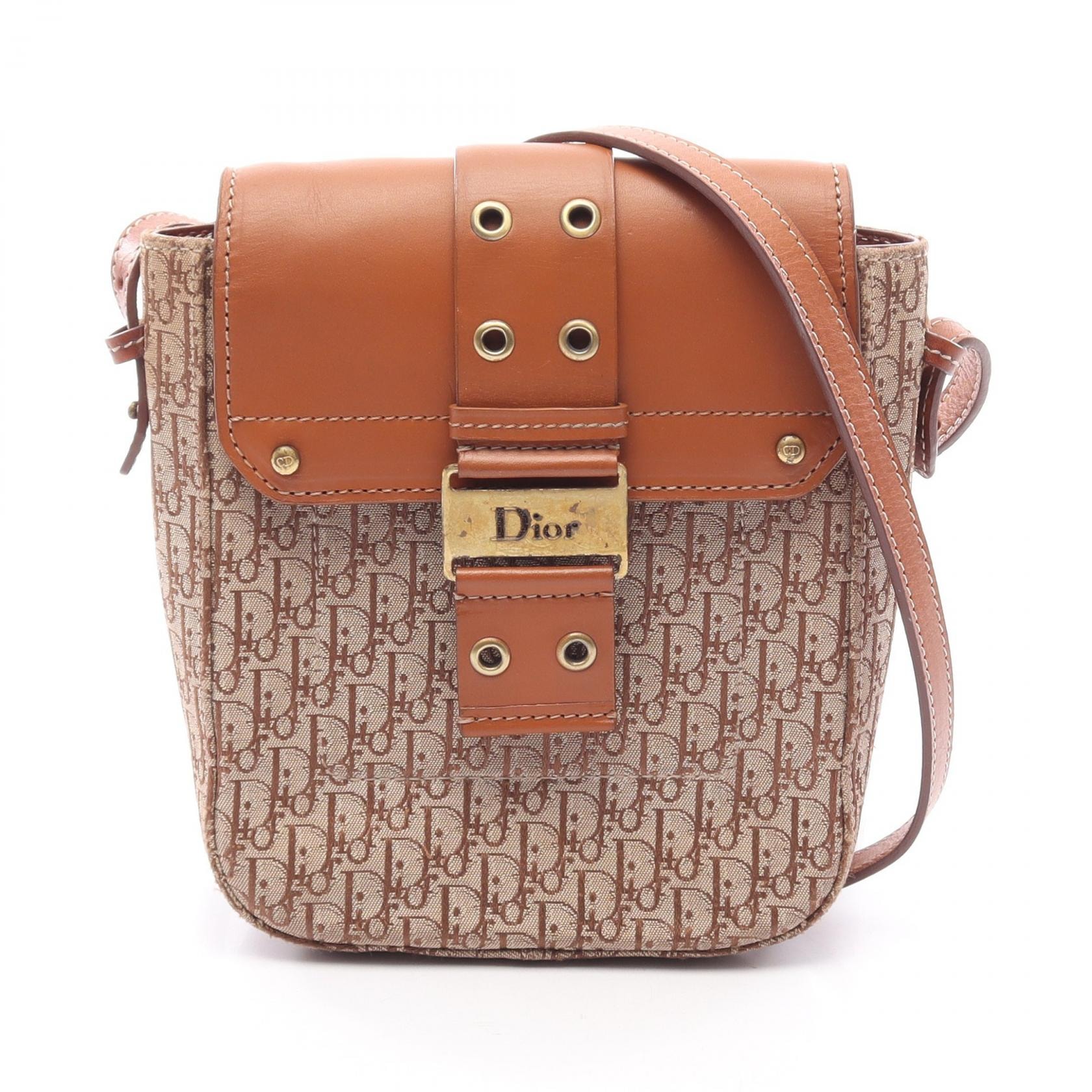 ディオール Dior ストリートシック トロッター ショルダーバッグ バッグ キャンバス レザー レディース ベージュ系 / ブラウン系 【中古】