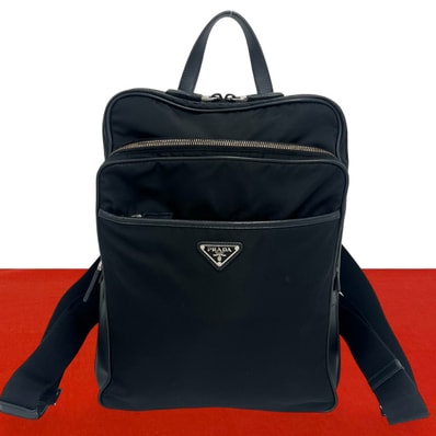 PRADA プラダ 三角ロゴ 金具 ナイロン レザー リュックサック ブラック
22333