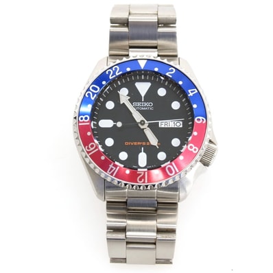 【中古】セイコー SEIKO 7S26-0020 自動巻き 腕時計 シルバーxブラック【メンズ】