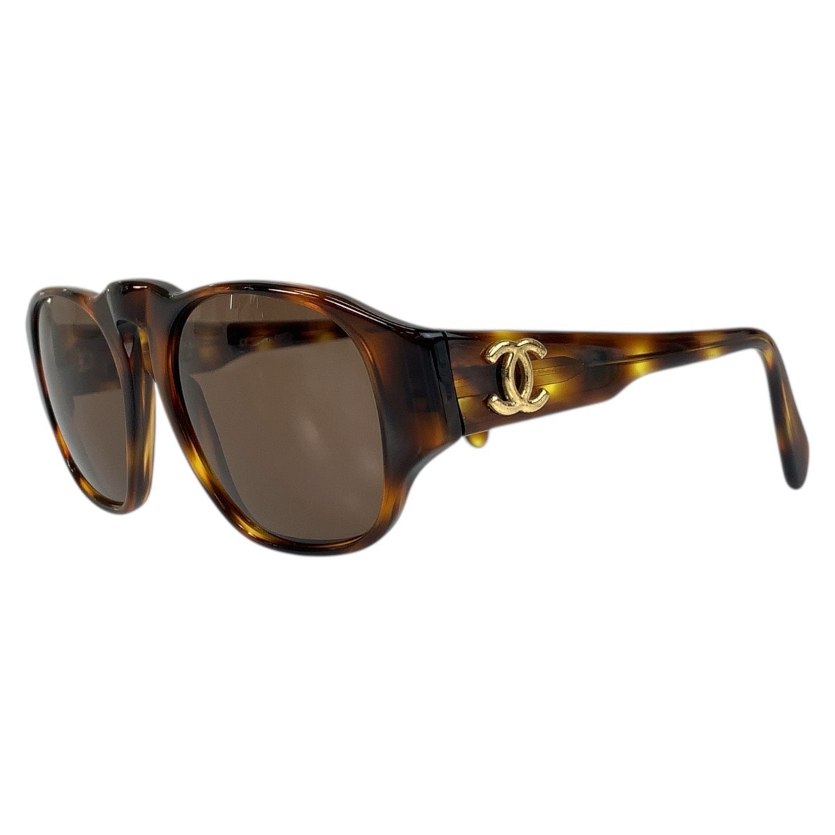 美品 CHANEL シャネル ココマーク マーブル ブラウン ゴールド金具 プラスチック サングラス ウェリントン 506780 【中古】