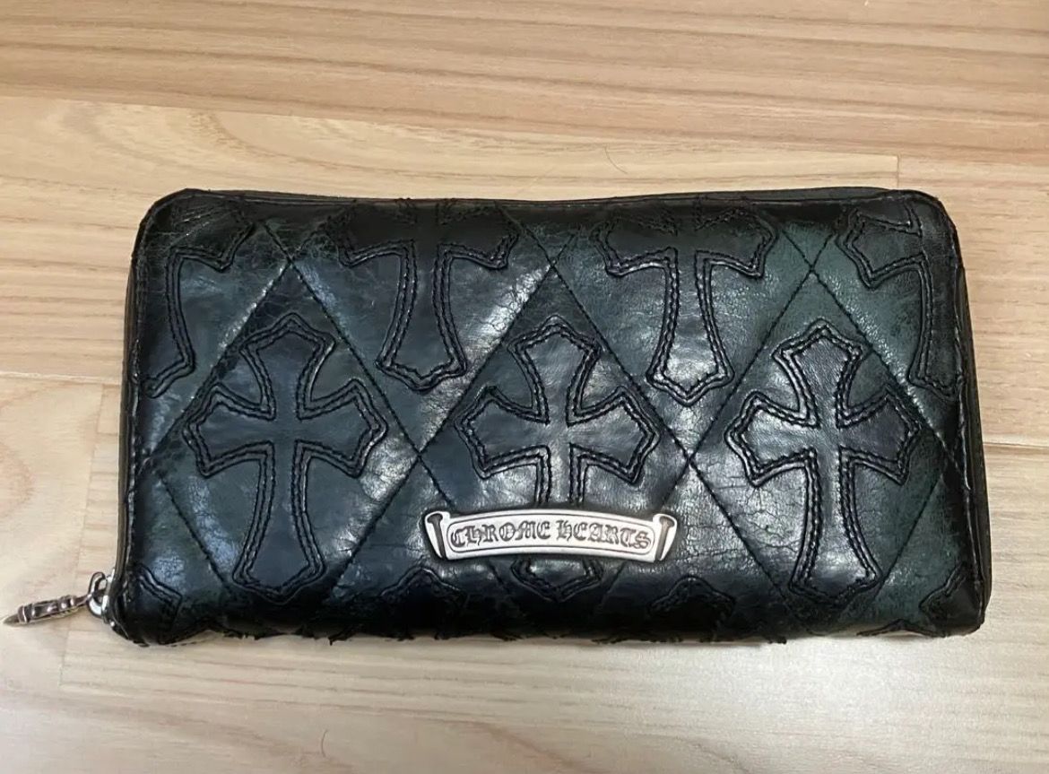 クロムハーツ!上品なラムレザー!キルティングウォレット 財布