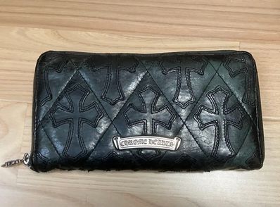 クロムハーツ!上品なラムレザー!キルティングウォレット 財布
