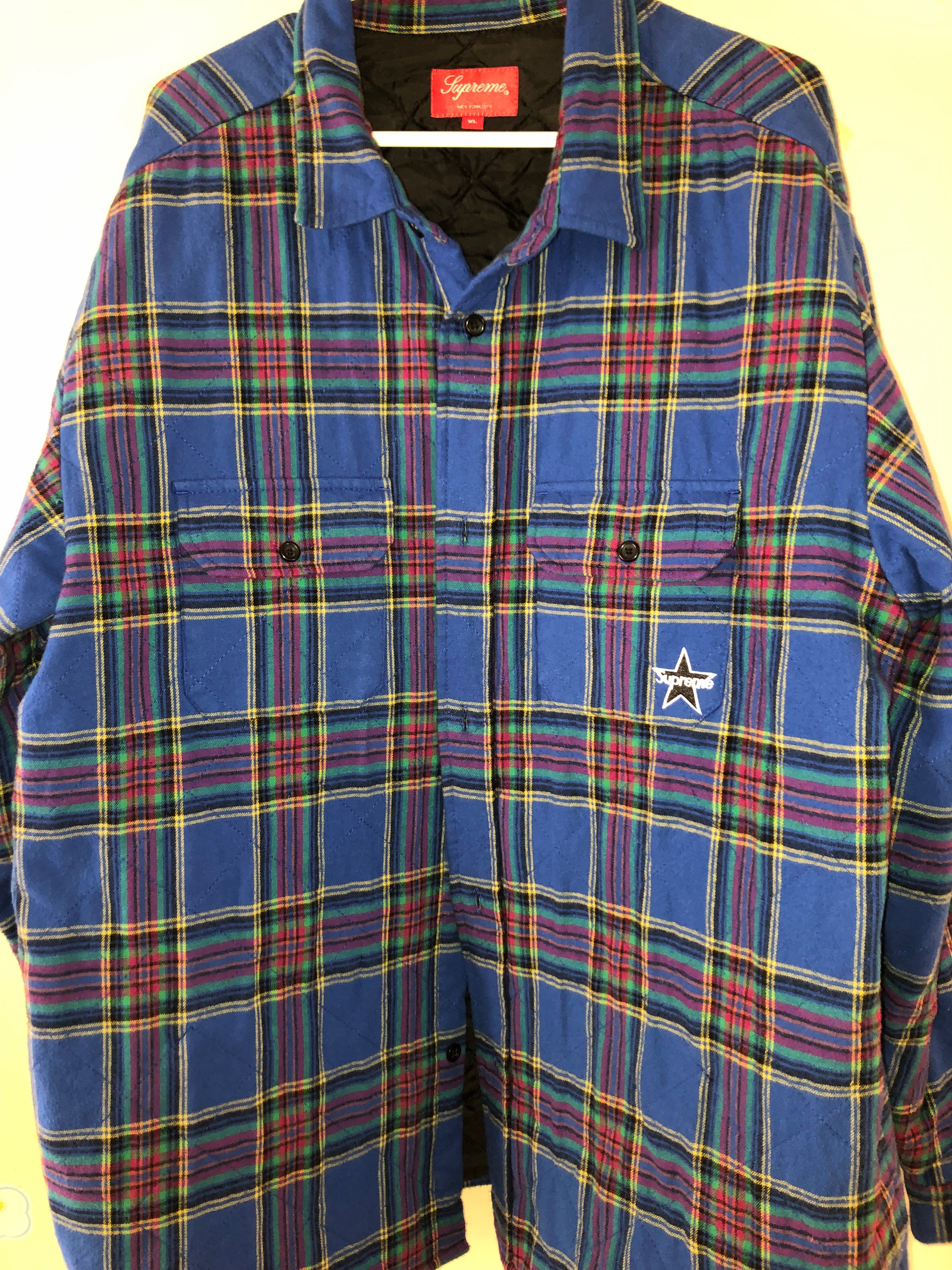 Supreme Quilted Plaid Flannel Shirt "Dusty Royal"