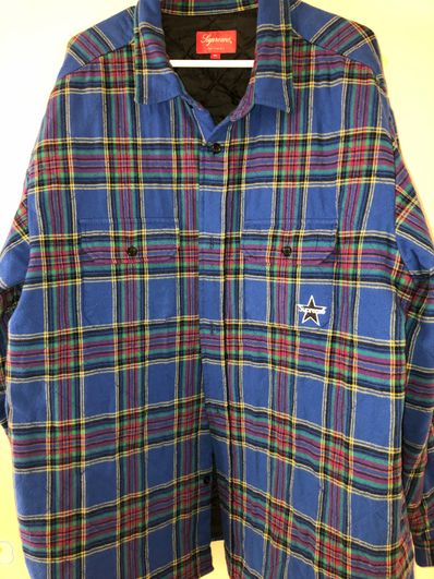 Supreme Quilted Plaid Flannel Shirt "Dusty Royal"