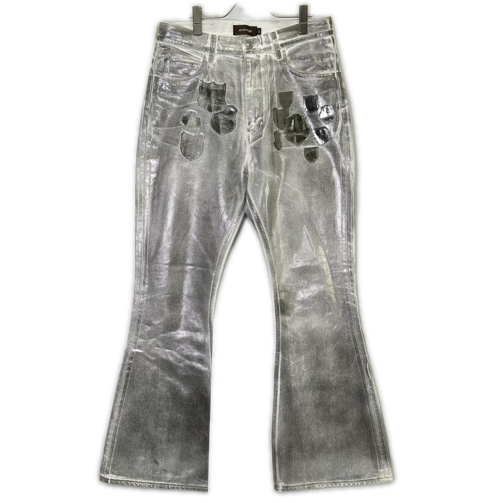 エム エー エス ユー 【MASU BOYS】B25K6PT006 シルバー EMBLEM BELL-BUTTOM JEANS 48