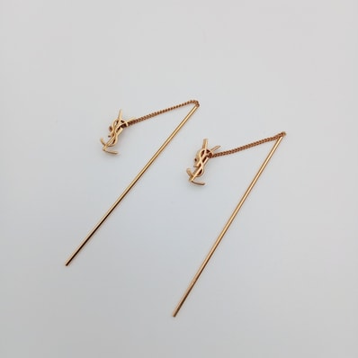 SAINT LAURENT サンローラン カサンドラ スレッダー イヤリング ピアス 618031Y15008030 メタル ゴールド レディース【中古】