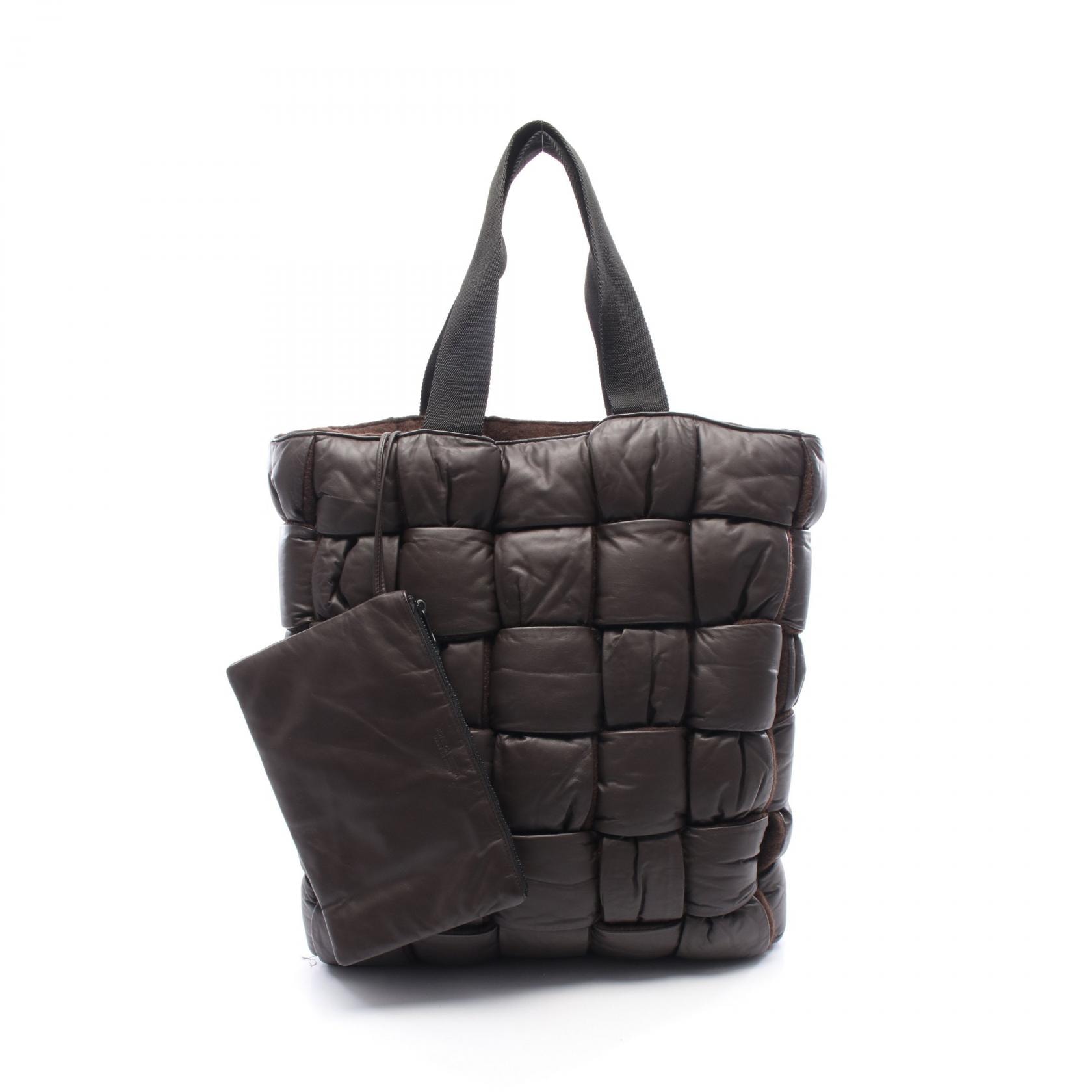 ボッテガヴェネタ BOTTEGA VENETA パディット キルティッド トートバッグ バッグ レザー メンズ レディース ブラウン系 【中古】